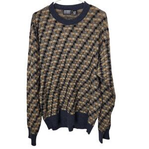Knightsbridge wool blend sweater checkered pattern XL